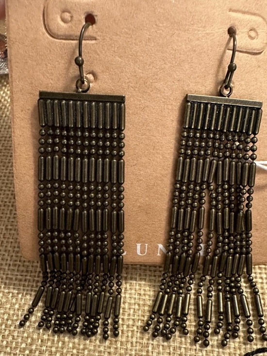 Plunder Jewelry - Plunder Design Ava Bronze Fringe Drop Earrings 3” drop